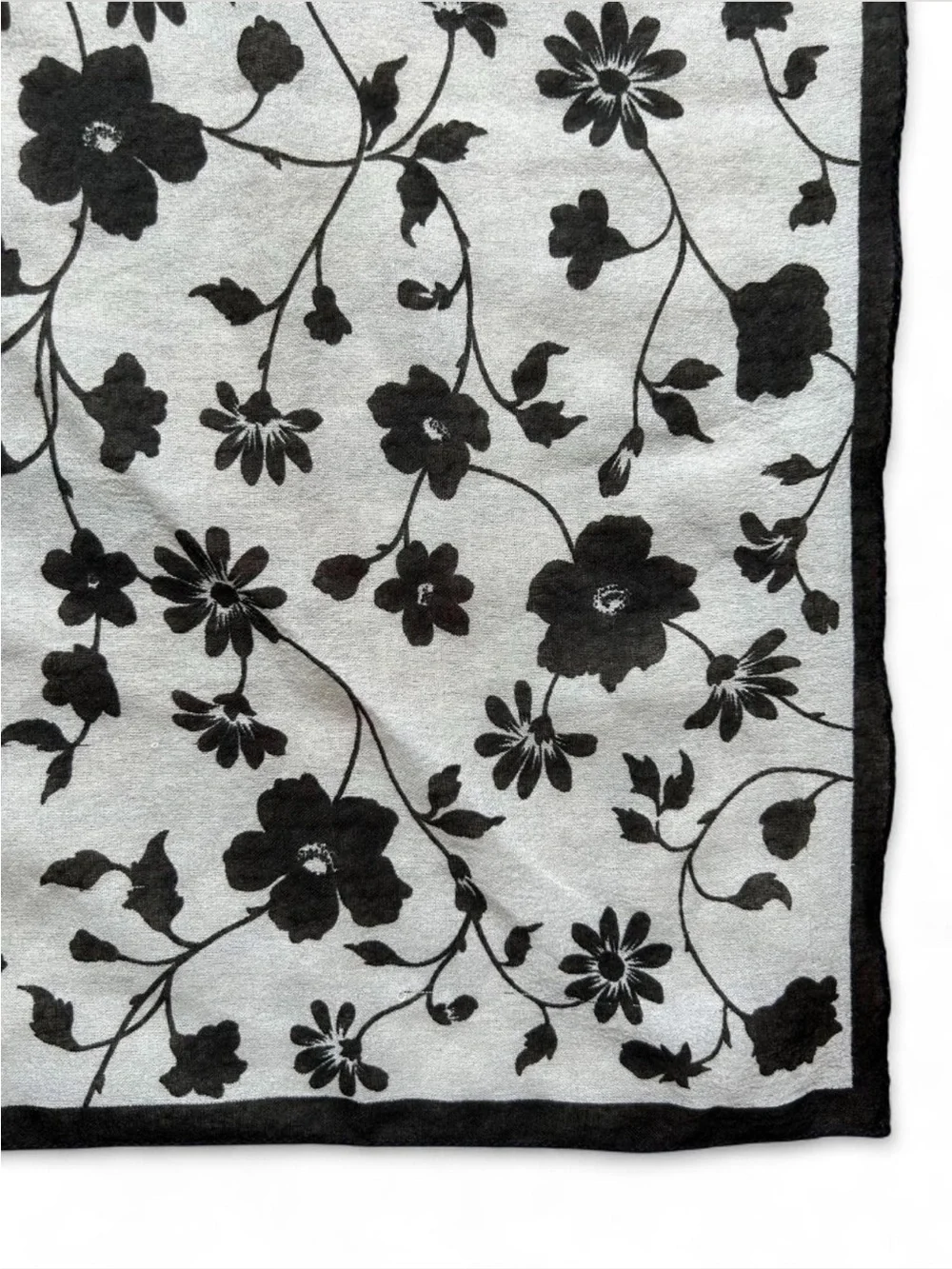 Black White Sheer Floral Bandana Scarf Goth Whimsigoth Boho Grunge Coquette Hair